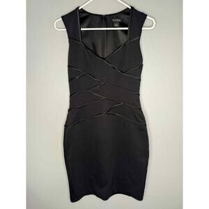 White House Black Market Sweetheart Neck Bodycon Mini Dress Black Y2K Women's 0